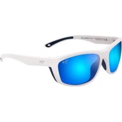 Maui Jim   Nu'u Landing White And Navy Rubber/Blue Hawaii Glass Polarised Lenses