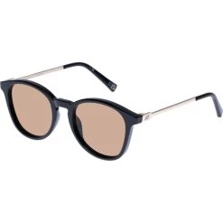 Le Specs   Contraband Shiny Black/Light Brown Lenses